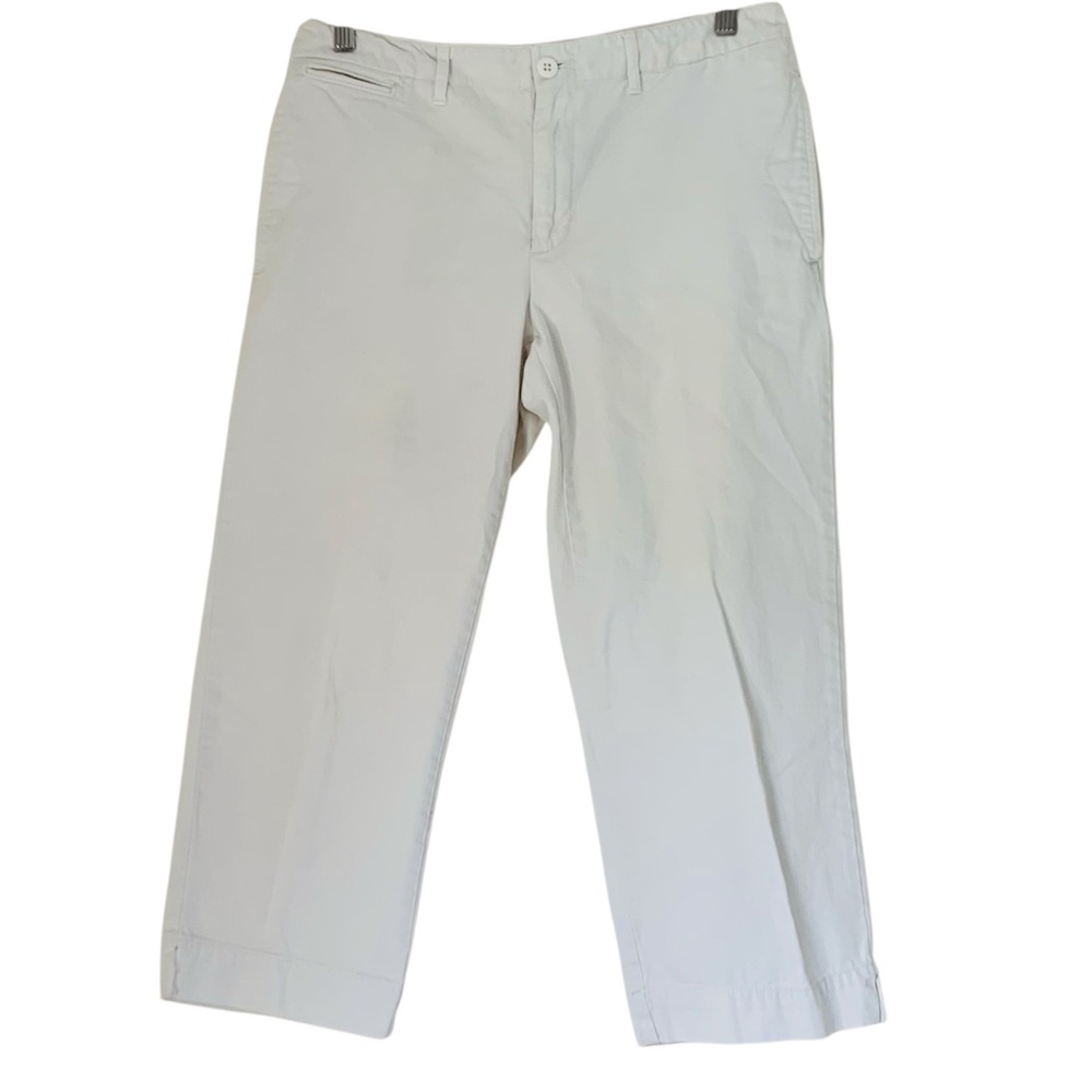 Ralph Lauren Chino Pants Women 8 White Cotton Straight Leg Crop Preppy Coastal